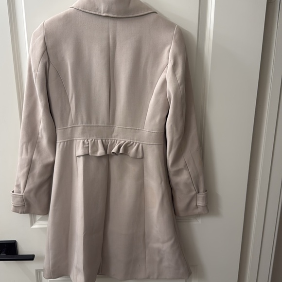 H&M Pea Coat Taupe Wool Ruffle - Picture 6 of 13